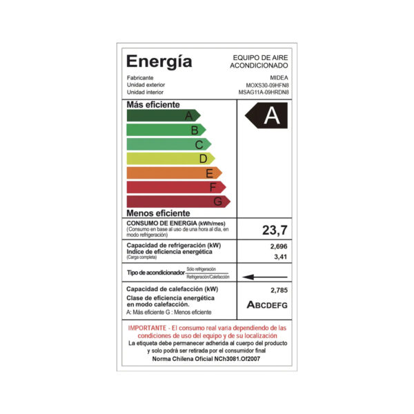Aire Acondicionado MIDEA Inverter Quattro Xtreme Dura 9.000 BTU - 17m² - Frío/Calor – WIFI - Imagen 8
