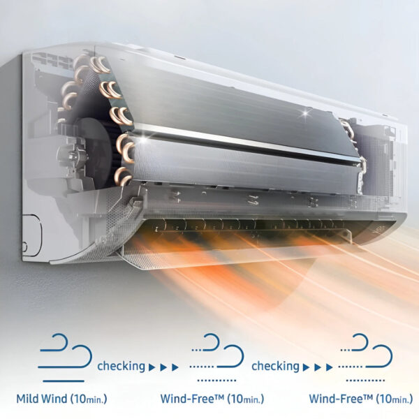 Aire Acondicionado SAMSUNG Inverter Wind-Free 12.000 BTU - 25m² - Frío/Calor – WIFI - Imagen 6